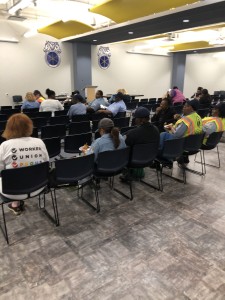 Crossing guards meet to discuss their upcoming contract. 